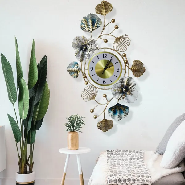Amhomedecor_Analog_94_cm_X_55_cm_Wall_Clock_(Gold,_Without_Glass,_Standard)