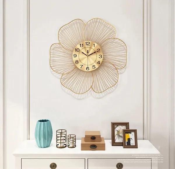 AM_Home_DECORᵀᴹ__Floral_Gold_Metal_Wall_Clock_(Non_Tiking)_for_Farm_House/Living_Room/Bedroom/Hall/Dining_Hall_Decoration_with_Antique_Design_&_Glossy_Finish_(24"_INCH)_(Gold_)