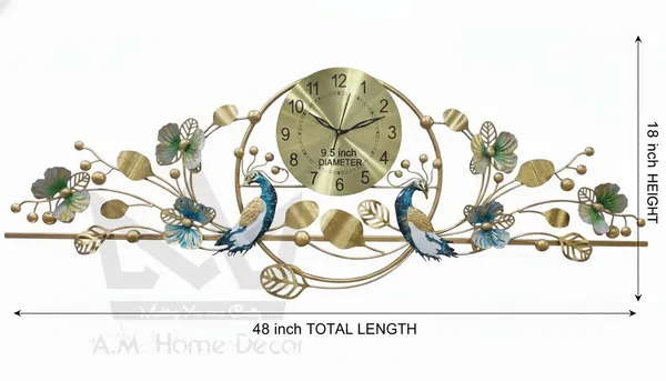 Am_Home_Decor_Analog_50_cm_X_100_cm_Wall_Clock_(Multicolor,_Without_Glass,_Standard)
