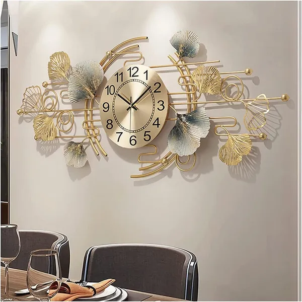 AM_Home_DECORᵀᴹ__Big_Hanging_Wall_Clock_Pemium_Non-Ticking_Clock_for_Farm_House/Living_Room/Bedroom/Hall/Dining_Hall_Decoration_with_&_Glossy_Finish_(36_X_1_X_21_Inch)_(Gold)