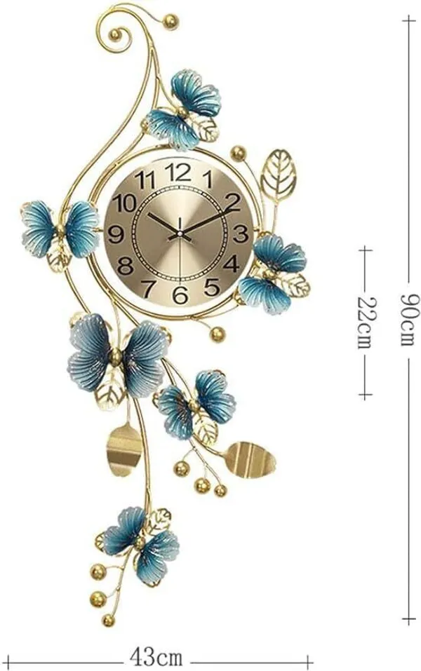 Amhomedecor_Analog_89_cm_X_49_cm_Wall_Clock_(Gold,_Blue,_Without_Glass,_Standard)