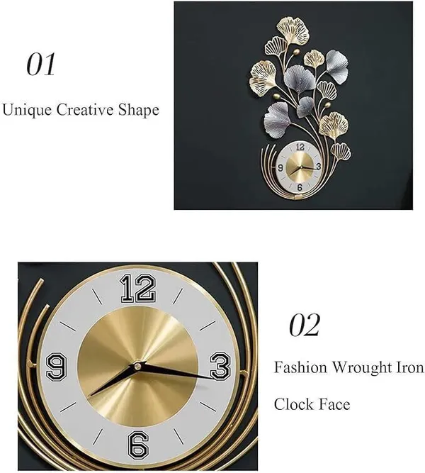 Amhomedecor_Analog_93_cm_X_65_cm_Wall_Clock_(Gold,_With_Glass,_Standard)