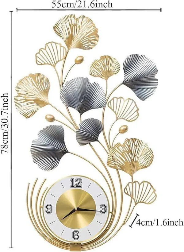 Amhomedecor_Analog_93_cm_X_65_cm_Wall_Clock_(Gold,_With_Glass,_Standard)