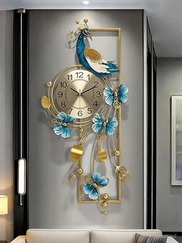 Amhomedecor_Analog_125_cm_X_60_cm_Wall_Clock_(Gold,_Without_Glass,_Standard)