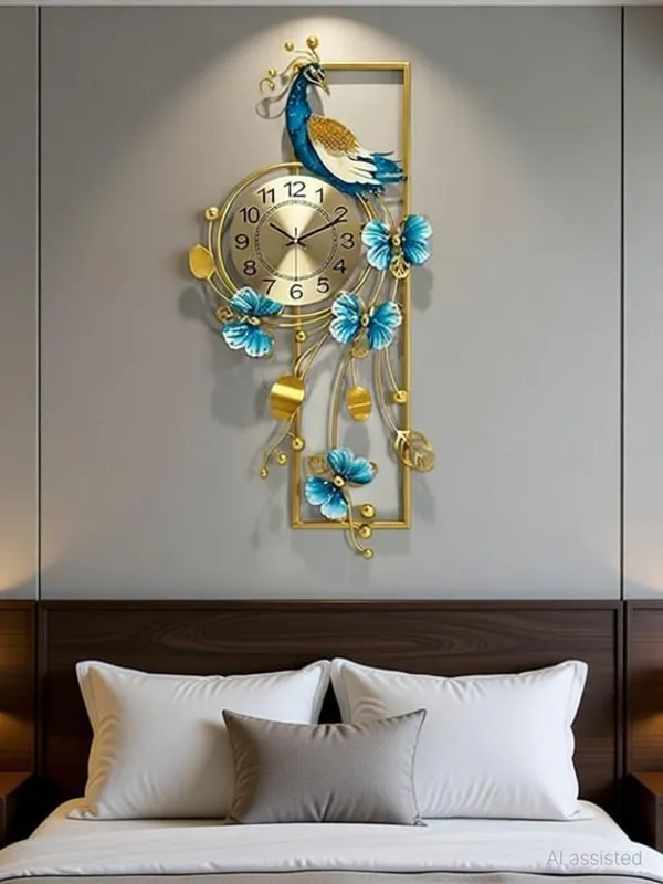 Amhomedecor_Analog_125_cm_X_60_cm_Wall_Clock_(Gold,_Without_Glass,_Standard)