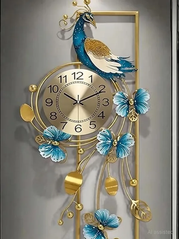 Amhomedecor_Analog_125_cm_X_60_cm_Wall_Clock_(Gold,_Without_Glass,_Standard)