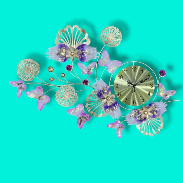 AM_Home_DECORᵀᴹ_New_Premium_Non_Ticking_Butterfly_Wall_Clocks_for_Living_Room,Bedroom,Study/Hall/Dining_Hall_Decoration&Antique_Metal_Finish(34_Inch),Analog,_Multicolour