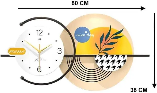 AM_Home_Decor_Modern_Hanging_Wall_Clock_Pemium_Non-Ticking_Clock_for_Farm_House/Living_Room/Bedroom/Hall/Dining_Hall_Decoration_with_&_Glossy_Finish_(48_X_1_X_21_Inch)_(Gold)