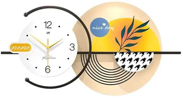 AM_Home_Decor_Modern_Hanging_Wall_Clock_Pemium_Non-Ticking_Clock_for_Farm_House/Living_Room/Bedroom/Hall/Dining_Hall_Decoration_with_&_Glossy_Finish_(48_X_1_X_21_Inch)_(Gold)