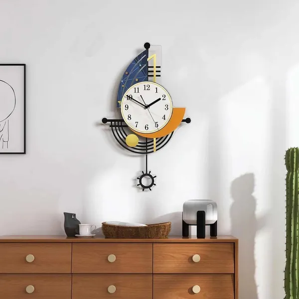 AM_Home_Decor_Small_Hanging_Wall_Clock_Pemium_Non-Ticking_Clock_for_Farm_House/Living_Room/Bedroom/Hall/Dining_Hall_Decoration_with_&_Glossy_Finish_(36_X_1_X_21_Inch)_(Gold)