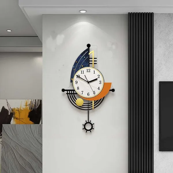 AM_Home_Decor_Small_Hanging_Wall_Clock_Pemium_Non-Ticking_Clock_for_Farm_House/Living_Room/Bedroom/Hall/Dining_Hall_Decoration_with_&_Glossy_Finish_(36_X_1_X_21_Inch)_(Gold)