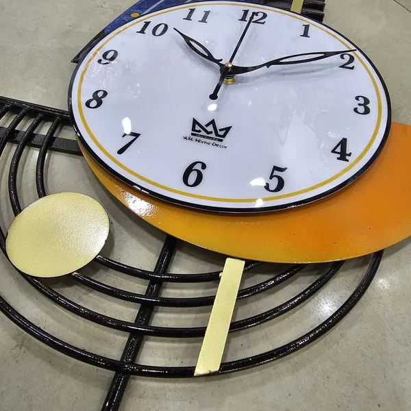 AM_Home_Decor_Small_Hanging_Wall_Clock_Pemium_Non-Ticking_Clock_for_Farm_House/Living_Room/Bedroom/Hall/Dining_Hall_Decoration_with_&_Glossy_Finish_(36_X_1_X_21_Inch)_(Gold)