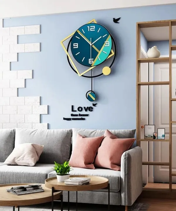 AM_Home_DECORᵀᴹ_Modern_Hanging_Wall_Clock_Pemium_Non-Ticking_Clock_for_Farm_House/Living_Room/Bedroom/Hall/Dining_Hall_Decoration_with_&_Glossy_Finish_(37_X_1_X_18_Inch)_(Gold)