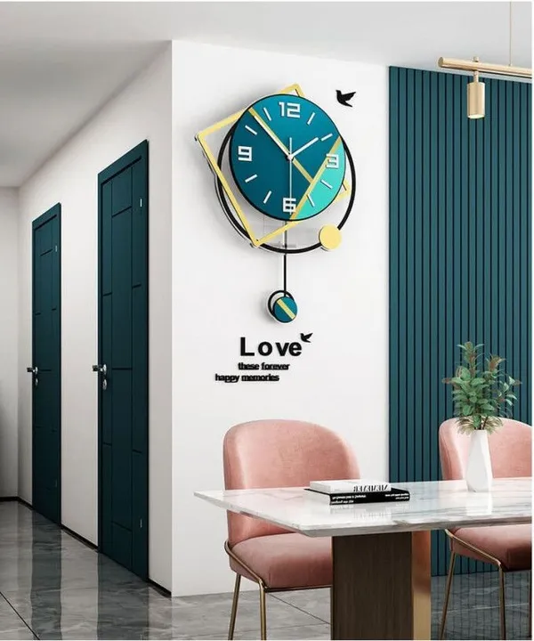 AM_Home_DECORᵀᴹ_Modern_Hanging_Wall_Clock_Pemium_Non-Ticking_Clock_for_Farm_House/Living_Room/Bedroom/Hall/Dining_Hall_Decoration_with_&_Glossy_Finish_(37_X_1_X_18_Inch)_(Gold)