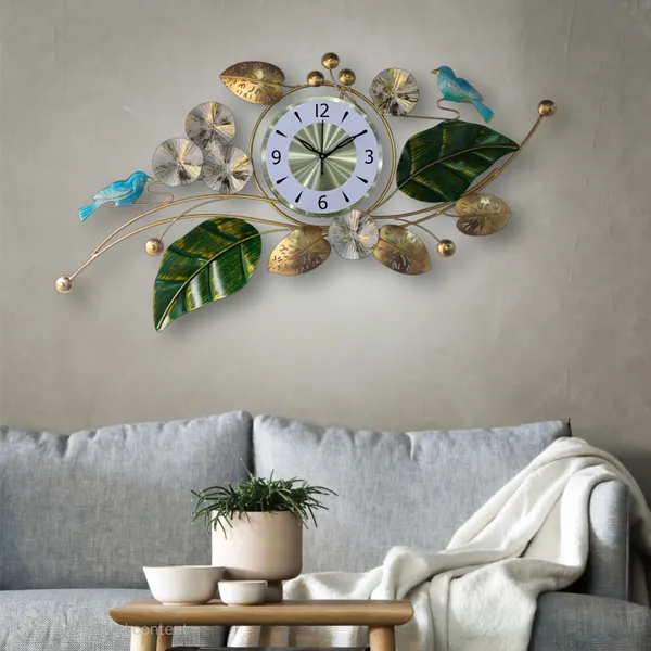 AM_HOME_Decor_New_Bird_Metal_Aura_Wall_Clock_(Non_Tiking)_for_Farm_House/Living_Room/Bedroom/Hall/Dining_Hall_Decoration_with_Antique_Design_&_Glossy_Finish_(42_X_1_X_21_Inch)