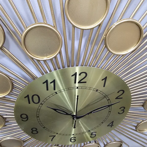 AM_Home_DECORᵀᴹ_Large_Hanging_Wall_Clock_Pemium_Non-Ticking_Clock_for_Farm_House/Living_Room/Bedroom/Hall/Dining_Hall_Decoration_with_&_Glossy_Finish_(34_X_1_X_34_Inch)_(Gold)