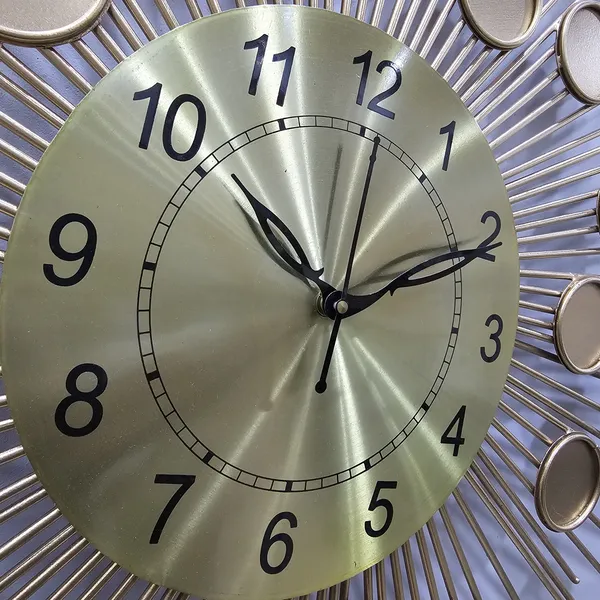 AM_Home_DECORᵀᴹ_Large_Hanging_Wall_Clock_Pemium_Non-Ticking_Clock_for_Farm_House/Living_Room/Bedroom/Hall/Dining_Hall_Decoration_with_&_Glossy_Finish_(34_X_1_X_34_Inch)_(Gold)