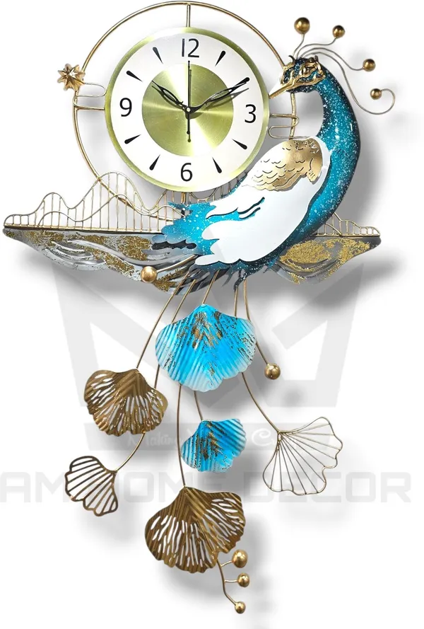 AM_Home_DECORᵀᴹ_Luxury_Series_Peacock_Wall_Clock_Decorative_for_Farm_House/Living_Room/Bedroom/Hall/Dining_Hall_Decoration_with_Antique_Design_&_Glossy_Finish_(37_X_2_X_24_Inch)