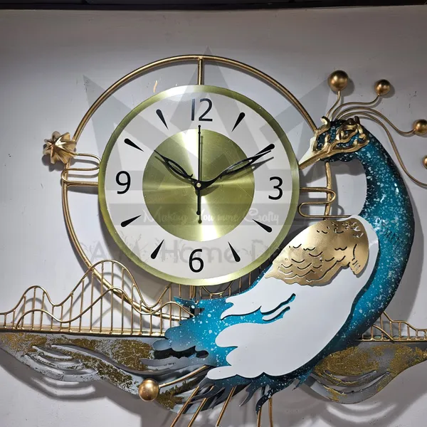 AM_Home_DECORᵀᴹ_Luxury_Series_Peacock_Wall_Clock_Decorative_for_Farm_House/Living_Room/Bedroom/Hall/Dining_Hall_Decoration_with_Antique_Design_&_Glossy_Finish_(37_X_2_X_24_Inch)