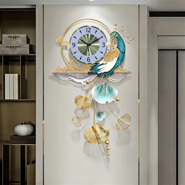 AM_Home_DECORᵀᴹ_Luxury_Series_Peacock_Wall_Clock_Decorative_for_Farm_House/Living_Room/Bedroom/Hall/Dining_Hall_Decoration_with_Antique_Design_&_Glossy_Finish_(37_X_2_X_24_Inch)