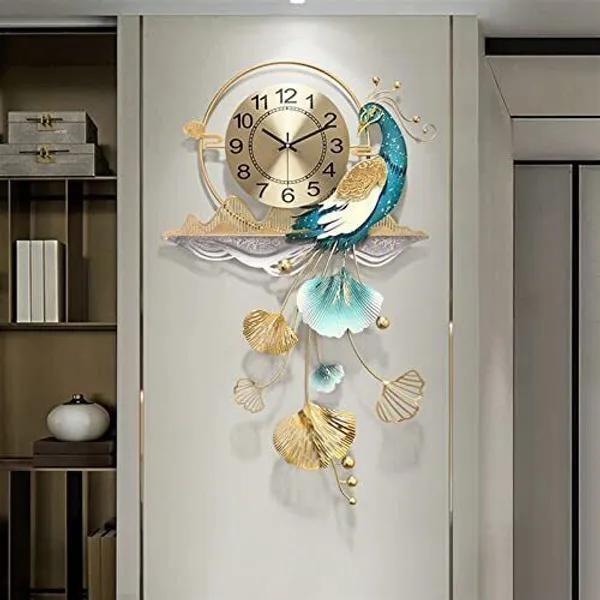 Amhomedecor_Analog_93_cm_X_60_cm_Wall_Clock_(Gold,_Without_Glass,_Standard)