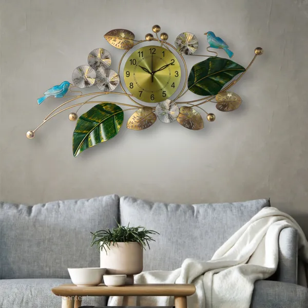 AM_HOME_Decor_New_Bird_Metal_Aura_Wall_Clock_White_(Non_Tiking)_for_Farm_House/Living_Room/Bedroom/Hall/Dining_Hall_Decoration_with_Antique_Design_&_Glossy_Finish_(42_X_1_X_21_Inch)
