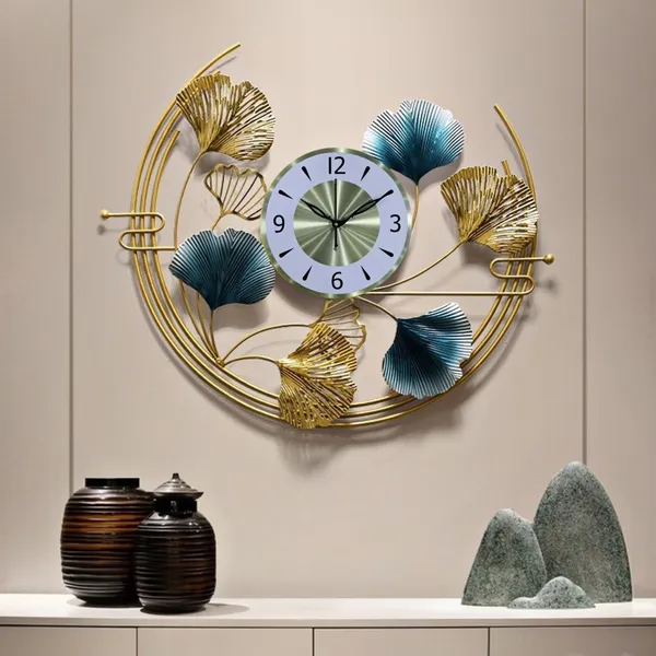 AM_Home_Decor_Half_Moon_Metal_Floral_Wall_Clock_(Non_Tiking)_for_Farm_House/Living_Room/Bedroom/Hall/Dining_Hall_Decoration_with_Antique_Design_&_Glossy_Finish_(24"_INCH)_(Gold_&_White)