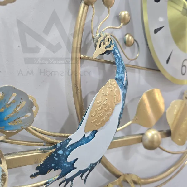 AM_Home_Decor_Premium_Non_Ticking_Dual_Peacock_Wall_Clocks_for_Living_Room,Bedroom,Study/Hall/Dining_Hall_Decoration&Antique_Metal_Finish(48_Inch),Analog,_Multicolour