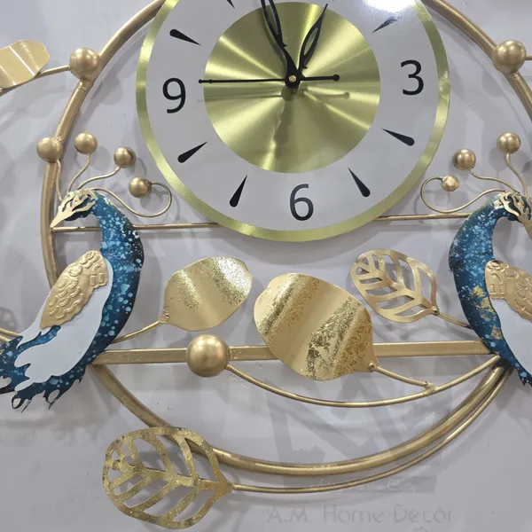 AM_Home_Decor_Premium_Non_Ticking_Dual_Peacock_Wall_Clocks_for_Living_Room,Bedroom,Study/Hall/Dining_Hall_Decoration&Antique_Metal_Finish(48_Inch),Analog,_Multicolour