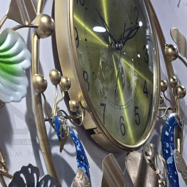 AM_Home_Decor_3D_Glass_Premium_Non_Ticking_Dual_Peacock_Wall_Clocks_for_Living_Room,Bedroom,Study/Hall/Dining_Hall_Decoration&Antique_Metal_Finish(48_Inch),Analog,_Multicolour