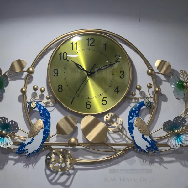 AM_Home_Decor_3D_Glass_Premium_Non_Ticking_Dual_Peacock_Wall_Clocks_for_Living_Room,Bedroom,Study/Hall/Dining_Hall_Decoration&Antique_Metal_Finish(48_Inch),Analog,_Multicolour