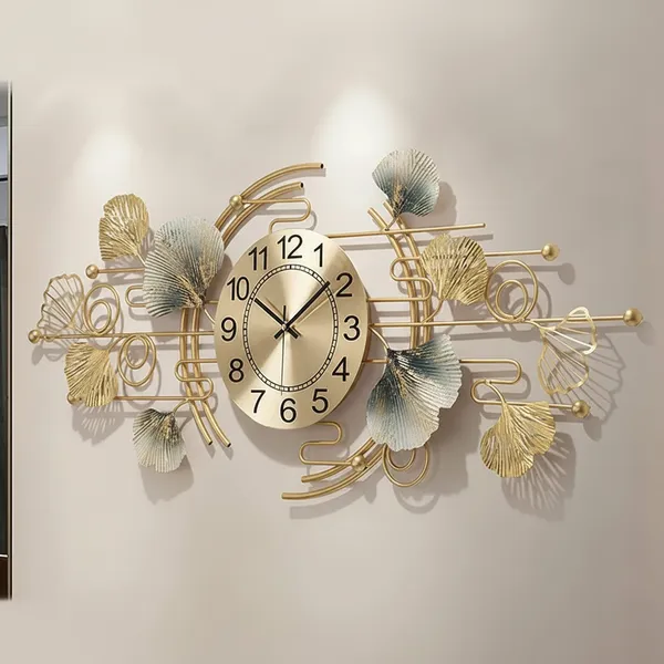 AM_Home_DECORᵀᴹ__Big_Hanging_Wall_Clock_Pemium_Non-Ticking_Clock_for_Farm_House/Living_Room/Bedroom/Hall/Dining_Hall_Decoration_with_&_Glossy_Finish_(36_X_1_X_21_Inch)_(Gold)