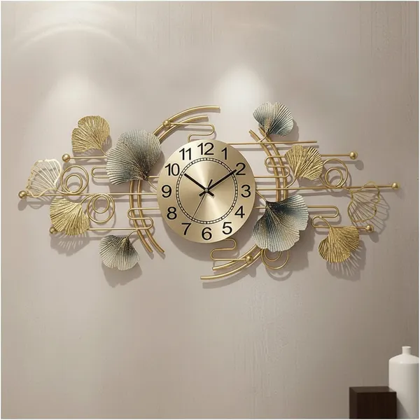 AM_Home_DECORᵀᴹ__Big_Hanging_Wall_Clock_Pemium_Non-Ticking_Clock_for_Farm_House/Living_Room/Bedroom/Hall/Dining_Hall_Decoration_with_&_Glossy_Finish_(36_X_1_X_21_Inch)_(Gold)