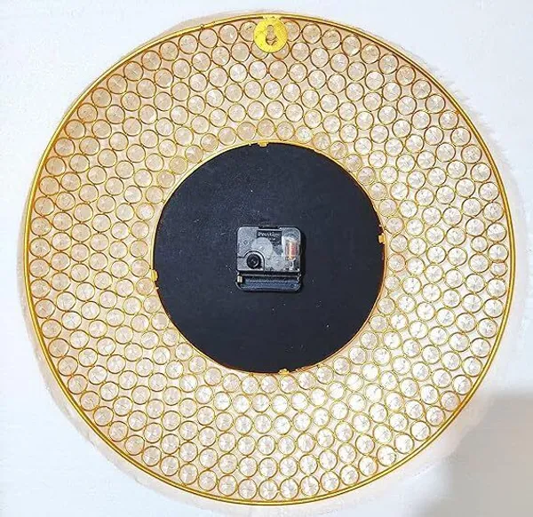 AM_Home_Decor_Premium_Decorative_Crystal_Wall_Clock_Metal_Abstract_Clock_Best_Analog_Luxury_Fancy_Diamond_Studdded_Roman_Number_Beautiful_Home_Decor_Living_Room,Size:Gold_42_cm_and_Dial_20_cm