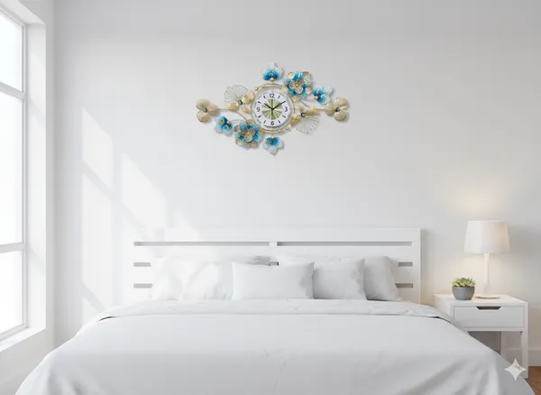 AM_HOME_DECOR_Premium_Metal_Hanging_Wall_Clock_Floral_Decorative_for_Farm_House/Living_Room/Bedroom/Hall/Dining_Hall_Decoration_with_Antique_Design_&_Glossy_Finish_(36_X_1_X_21_Inch)