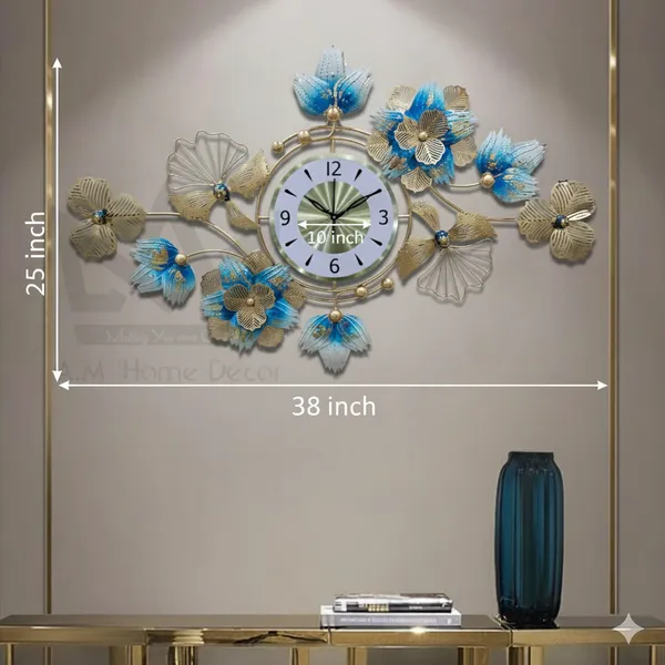AM_HOME_DECOR_Premium_Metal_Hanging_Wall_Clock_Floral_Decorative_for_Farm_House/Living_Room/Bedroom/Hall/Dining_Hall_Decoration_with_Antique_Design_&_Glossy_Finish_(36_X_1_X_21_Inch)