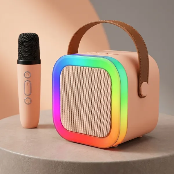 Peach_Abs_Portable_Led_Bluetooth_Speaker_With_Handle