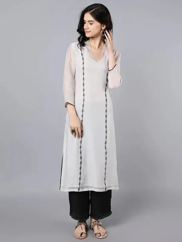 Ice_Blue_Silk_Chanderi_Resham_Badla_Embroidered_Kurta_For_Women