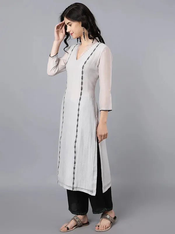 Ice_Blue_Silk_Chanderi_Resham_Badla_Embroidered_Kurta_For_Women