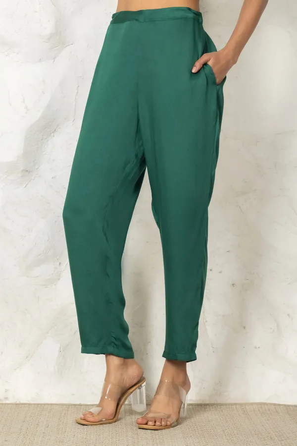 Green_Modal_Satin_Pencil_Pant_For_Women