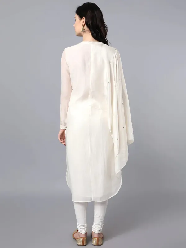 Ivory_Silk_Chanderi_Cupro_Silk_Drape_Kurta_Set_For_Women