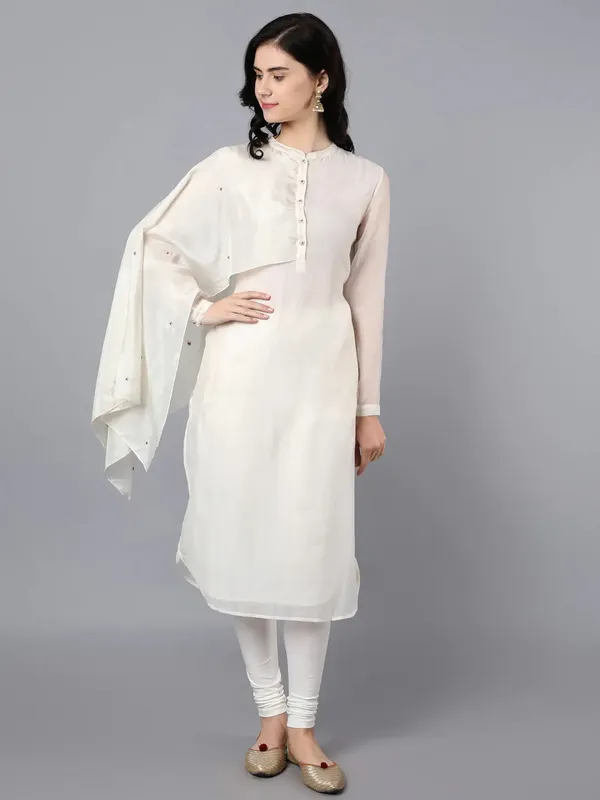 Ivory_Silk_Chanderi_Cupro_Silk_Drape_Kurta_Set_For_Women