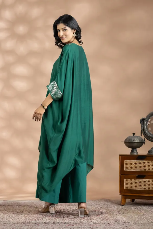 Green_Bemberg_Silk_Embroidered_Kaftan_Set_For_Women