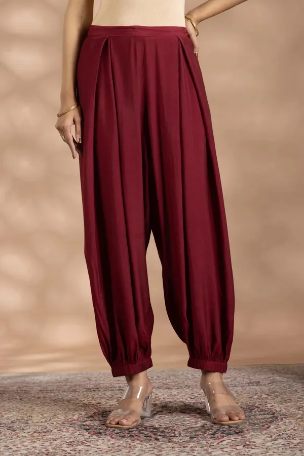 Ivory_And_Maroon_Bemberg_Silk_Embroidered_Top_Set_For_Women
