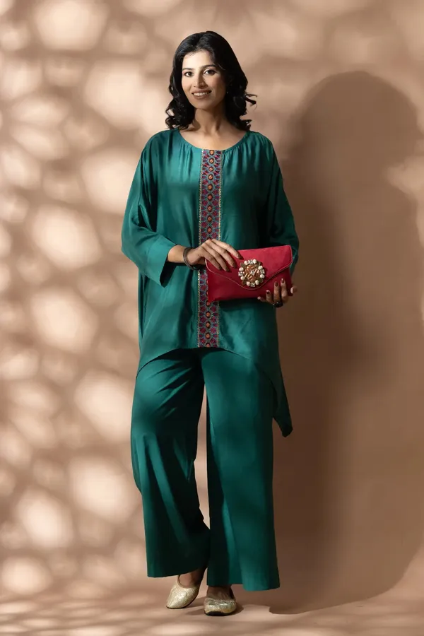 Green_Bemberg_Silk_Embroidered_Flared_Top_For_Women
