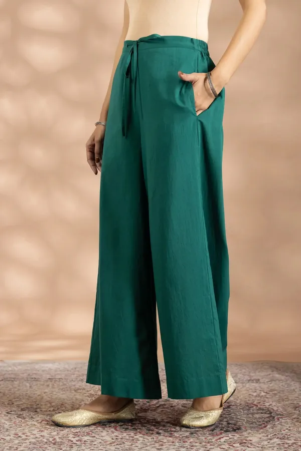 Green_Bemberg_Silk_Flowy_Farshi_Pant_For_Women