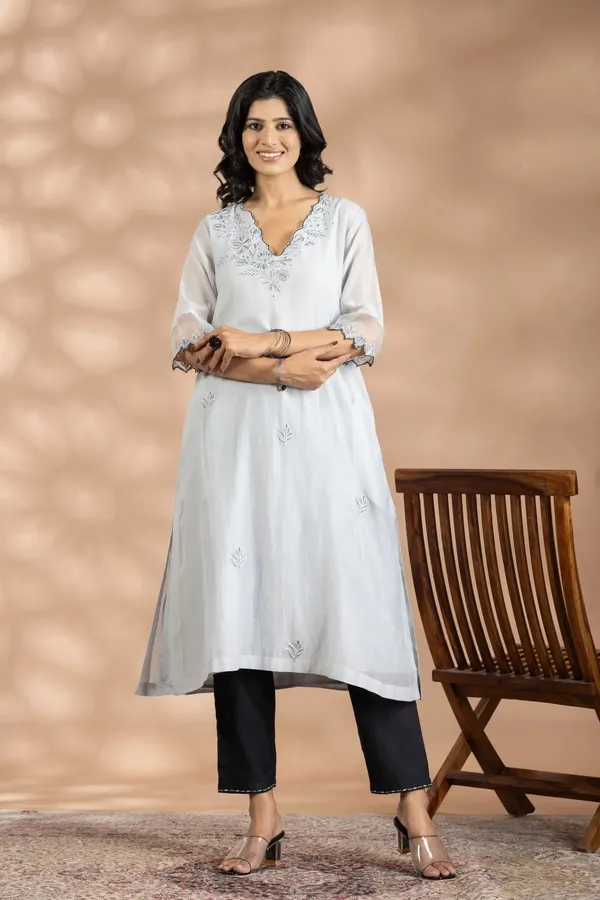 Grey_Chanderi_Silk_Zari_Embroidered_Kurta_For_Women