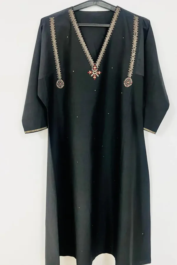 Black_Cotton_Zari_Embroidered_Kurta_For_Women