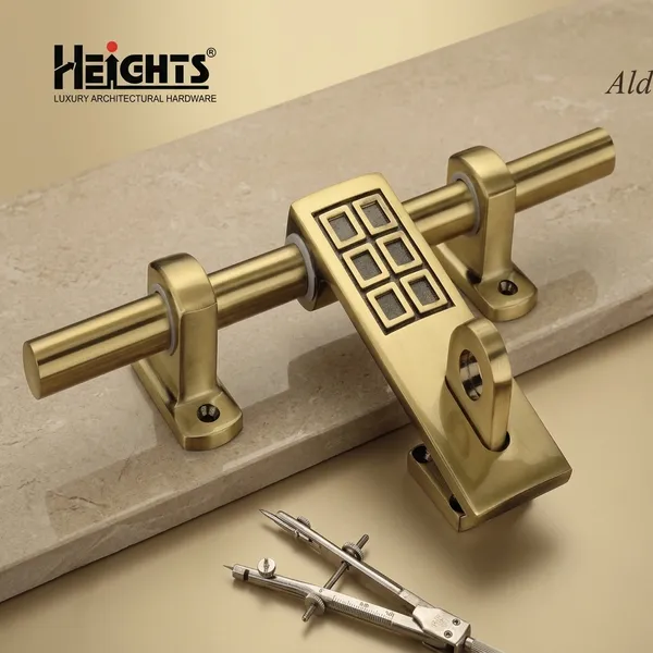 Zinc_Steel_Gold_Geometric_Pattern_Door_Handle_Set