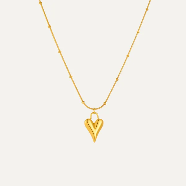 Gold_Steel_Cubic_Zirconia_Heart_Charm_Pendant_For_Women